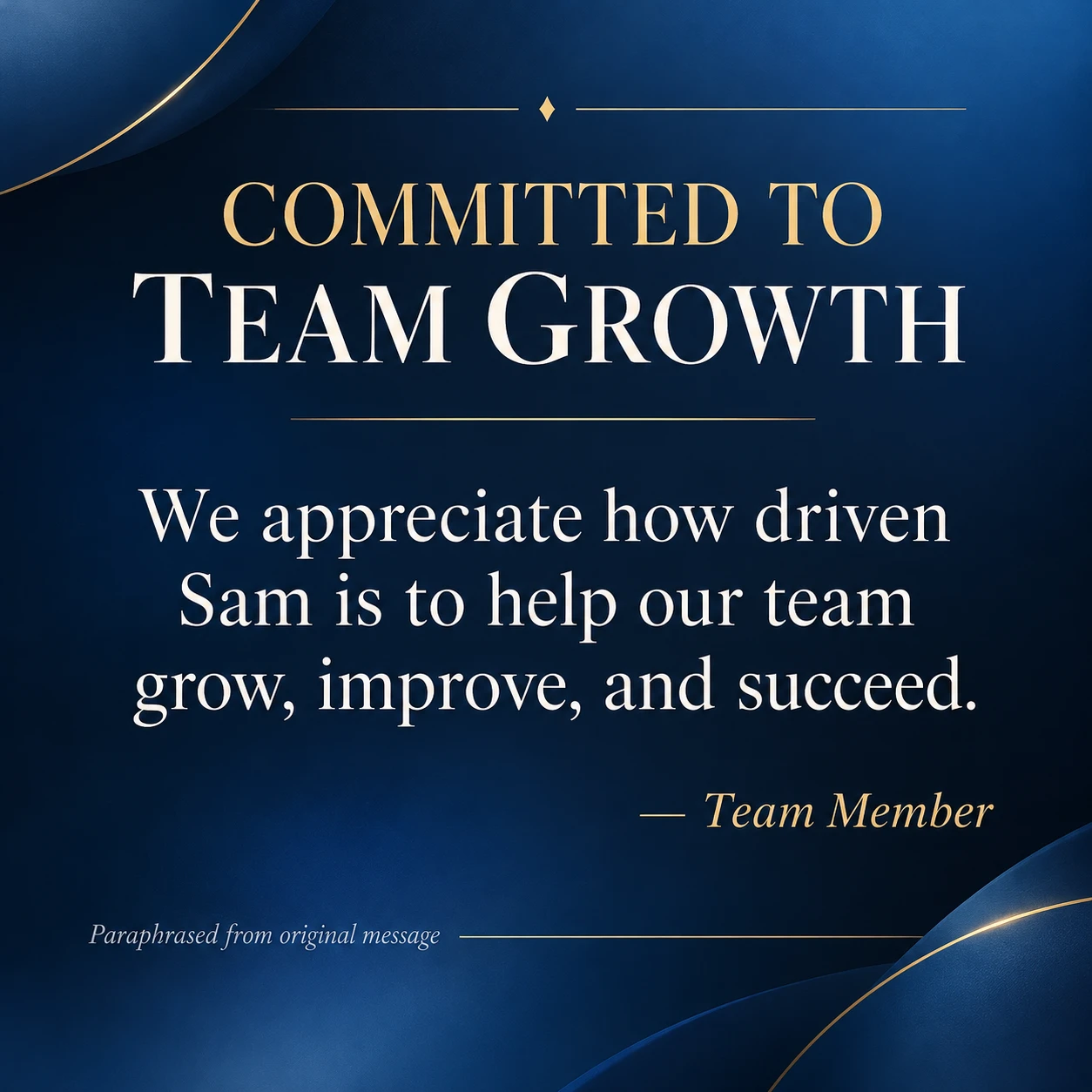 Review card: Committed to team growth